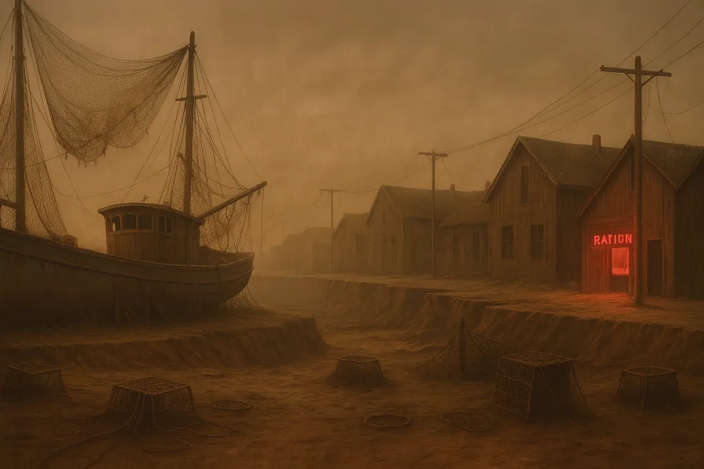 Echoes of the Last Mind, collapsed fishing village ration station