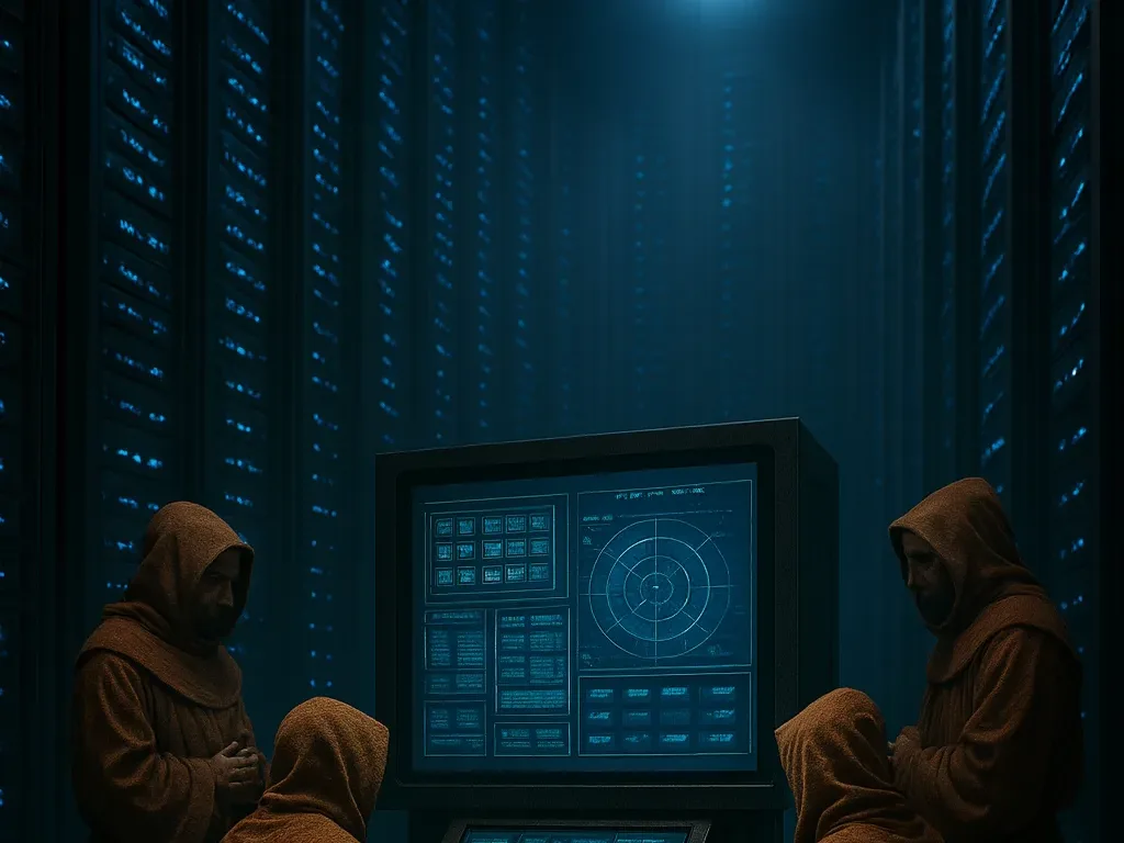 Echoes of the Last Mind, Monks of the Order of Science inside server tower