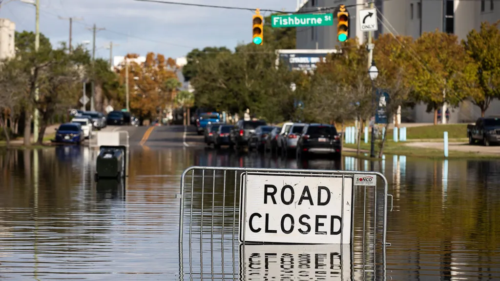 Image accompanying: Some coastal towns in North Carolina now flood up to 100 days a year