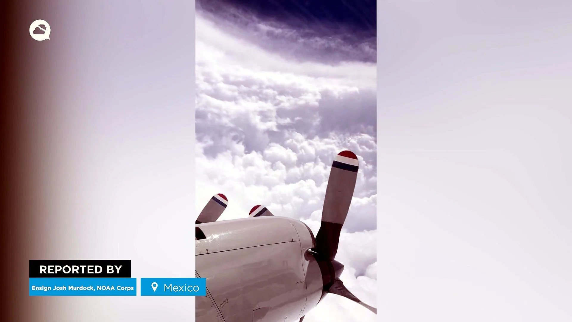 Image accompanying: A NOAA hurricane hunter aircraft flew into the eye of devastating Hurricane Polo and the video is astonishing