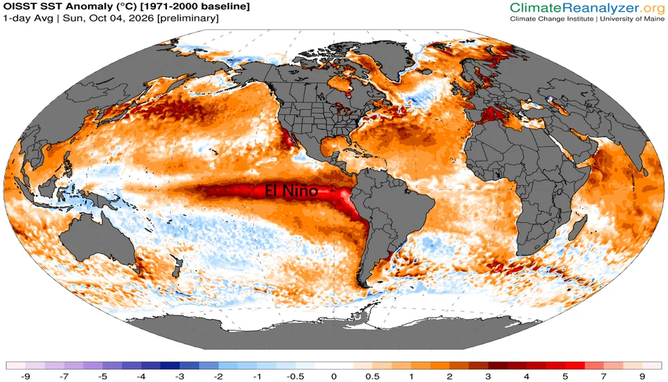 Image accompanying: ECMWF’s updated early October El Niño forecast is extraordinary in both intensity and duration